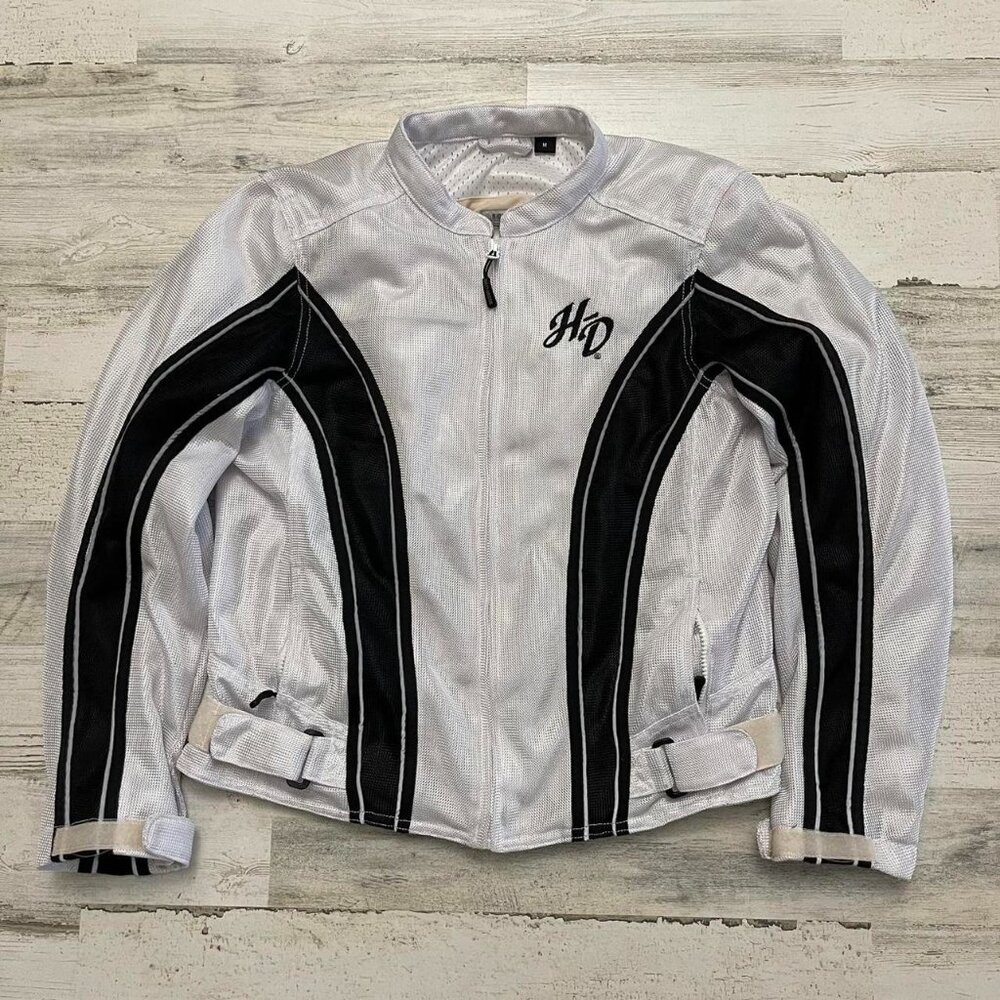 Harley Davidson Women's White and Grey Jacket